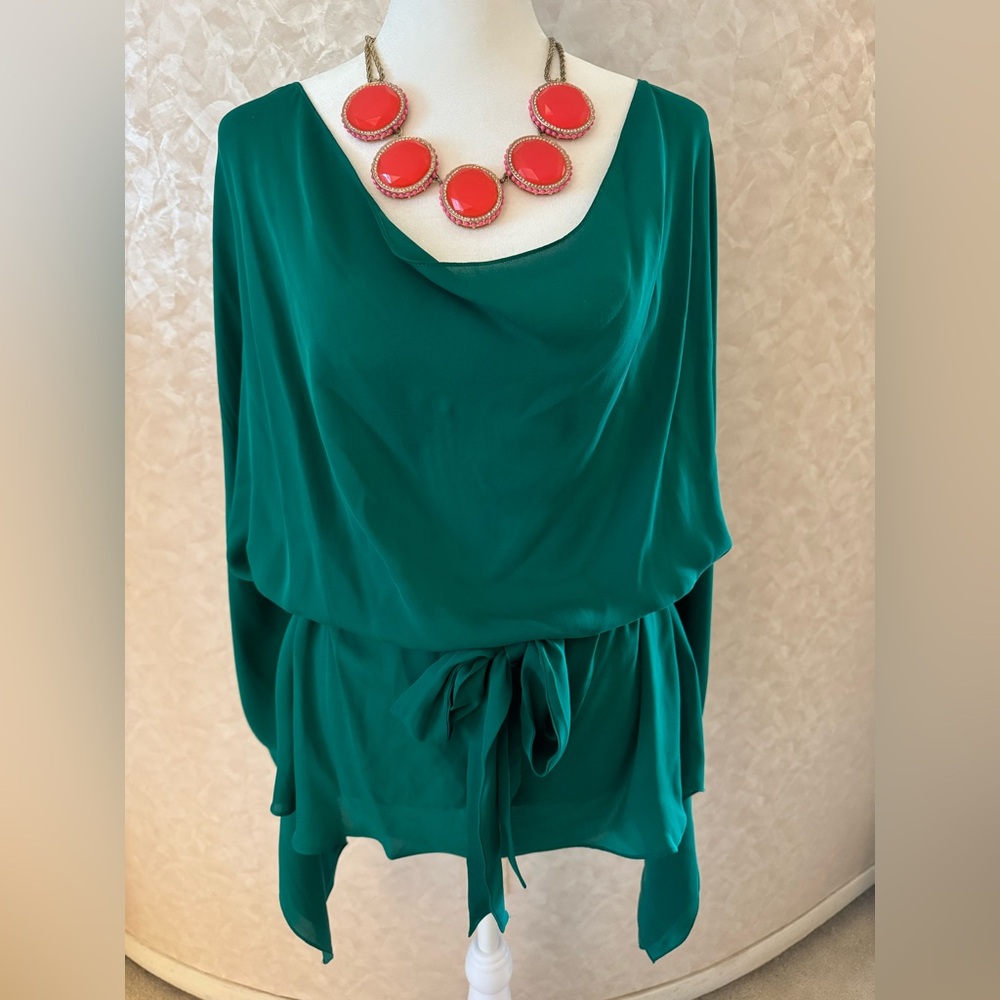 Haute Hippie Emerald Green 100% Silk Blouse